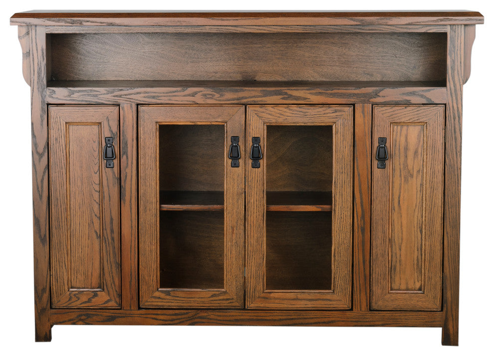 59" Wide Mission Tall Entertainment Console, Persimmon Oak