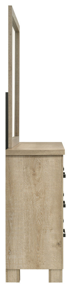 Oakglen 6-drawer Bedroom Dresser and Mirror Weathered Oak