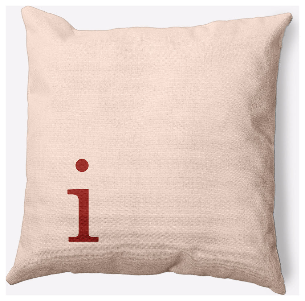 18" x 18" Modern Monogram Indoor/Outdoor Polyester Throw Pillow, Maple Red
