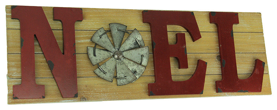 Distressed Look Holiday Word Sign Windmill Wall Hanging