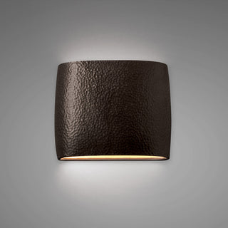 Ambiance ADA Outdoor Ceramic Wide Oval Wall Sconce, Hammered Iron, LED