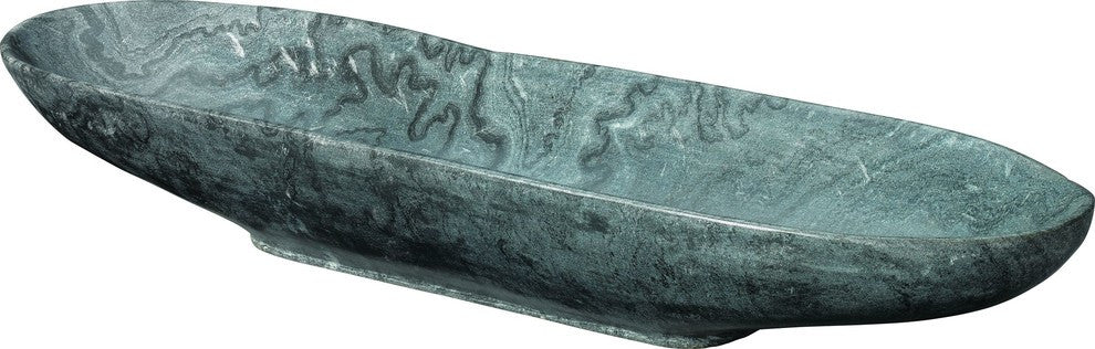 Long Oval Marble Bowl, Gray Marble