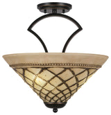 Zilo Semi Flush, 3 Bulbs, Dark Granite, 16" Chocolate Icing Glass