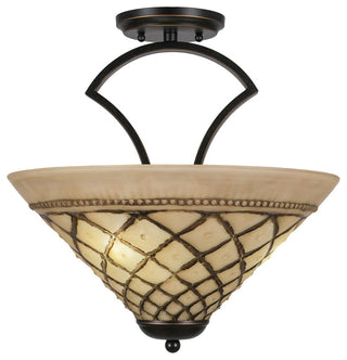 Zilo Semi Flush, 3 Bulbs, Dark Granite, 16" Chocolate Icing Glass
