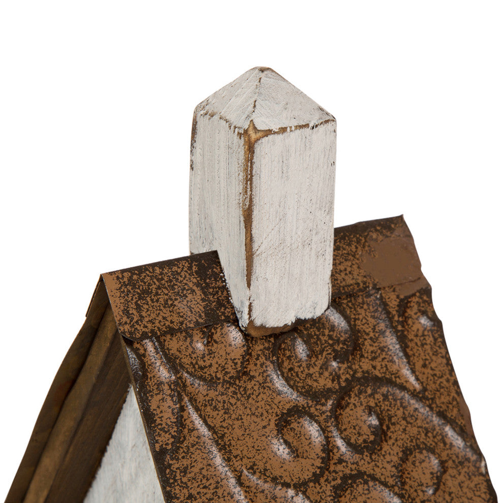 23.62" Oversized Rustic Wood White Birdhouse