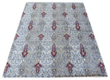 7'10x9'10 Handmade Grayish Blue Ikat Peshawar Oriental Rug