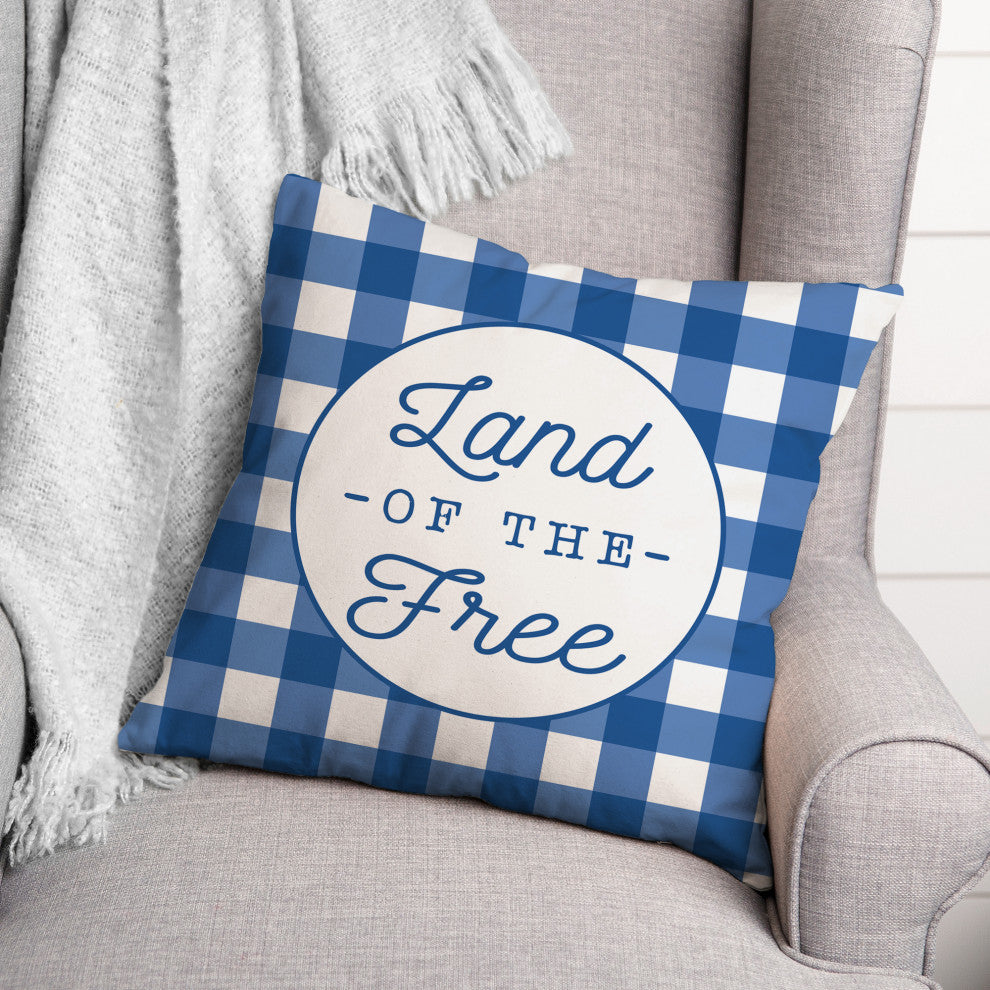 Land of the Free Buffalo Check 18x18 Spun Poly Pillow