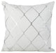 Metallic Diamond Design Throw Pillow With Down Filling, 18"x18", Silver