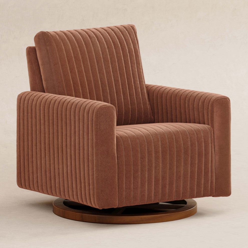 Poe Channeled Swivel Glider, Water Repellent and Stain Resistant, Rust Velvet