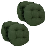 16" Solid Micro Suede Round Tufted Chair Cushions, Set of 4, Hunter Green