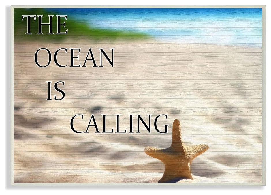 Ocean Calling Inspirational Word Beach Coast Photo, 10"x15"