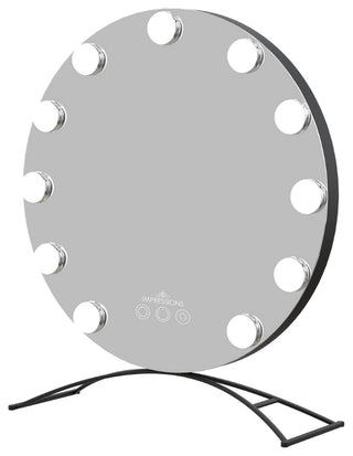 Hollywood Round XL Tri tone LED Makeup Mirror, Black