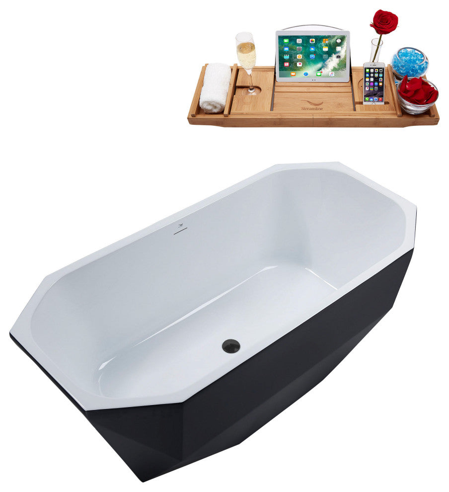 63" Streamline N634BGM Freestanding Tub and Tray With Internal Drain