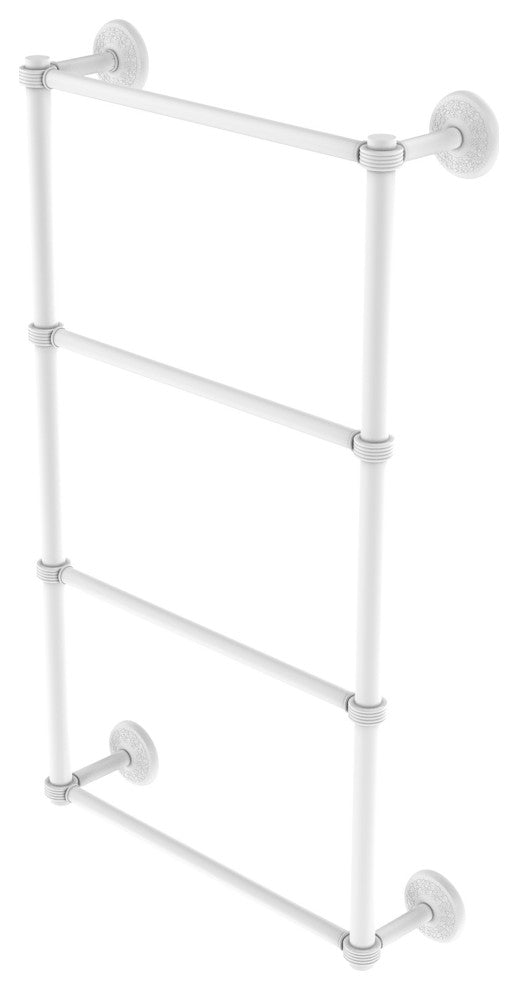 Monte Carlo 4 Tier 24" Ladder Towel Bar with Groovy Detail, Matte White