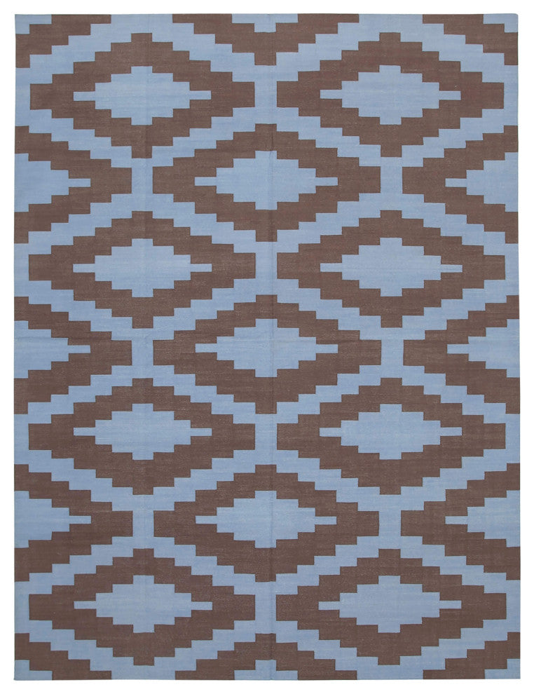 Rug N Carpet - Handmade Wool 9' 1'' x 11' 11'' Flatweave Dhurrie Kilim Rug
