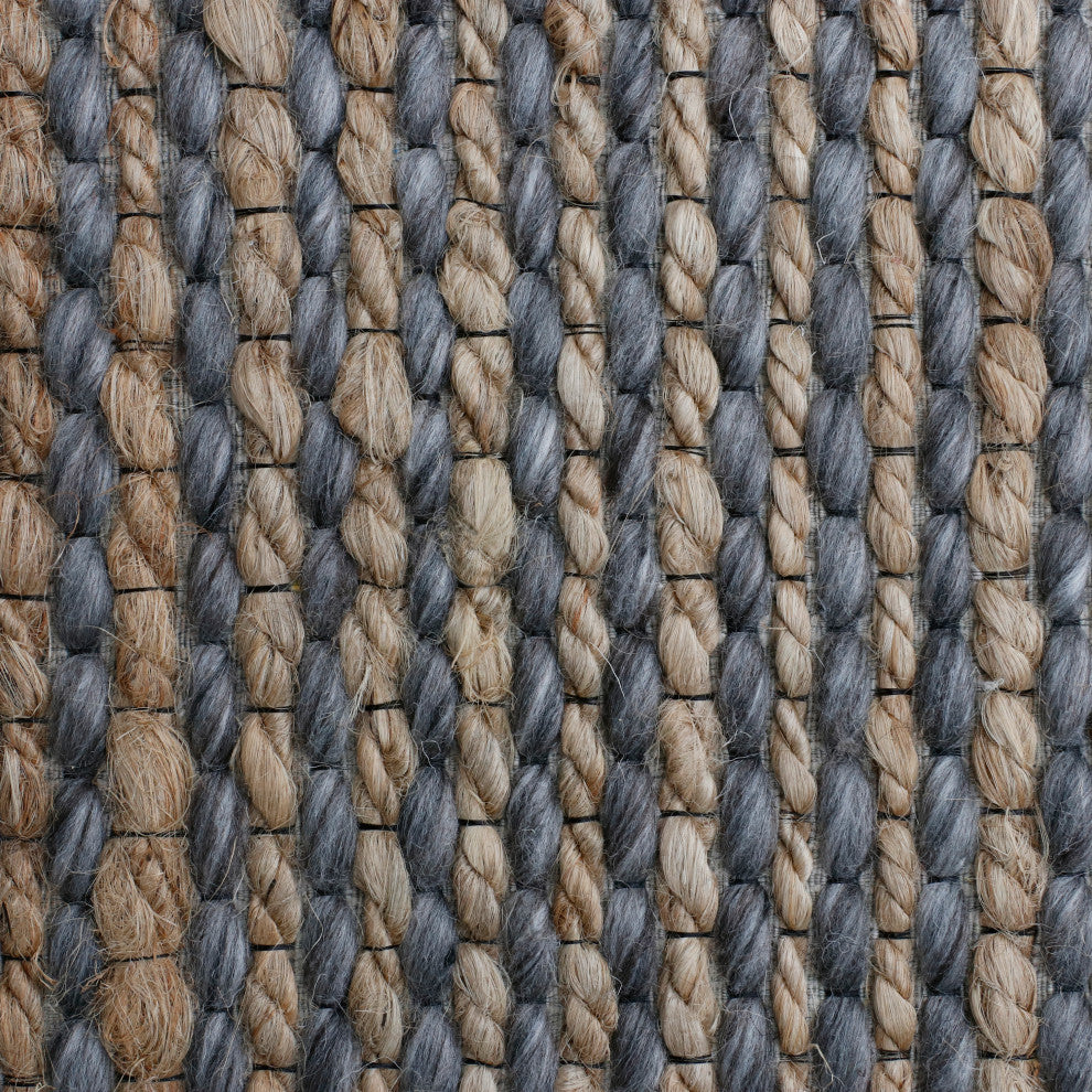 Crest Gray/Natural Rustic Striped Handmade Jute/Wool Blend Area Rug, 8' x 10'