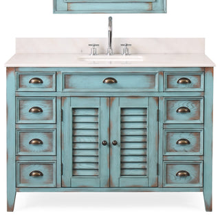 The Aurora Bathroom Vanity, Blue, 47", Single Sink, Freestanding