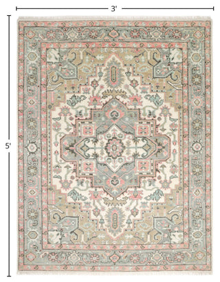 Miranda Handmade Area Rug Ivory, 3' 0" x 5' 0"