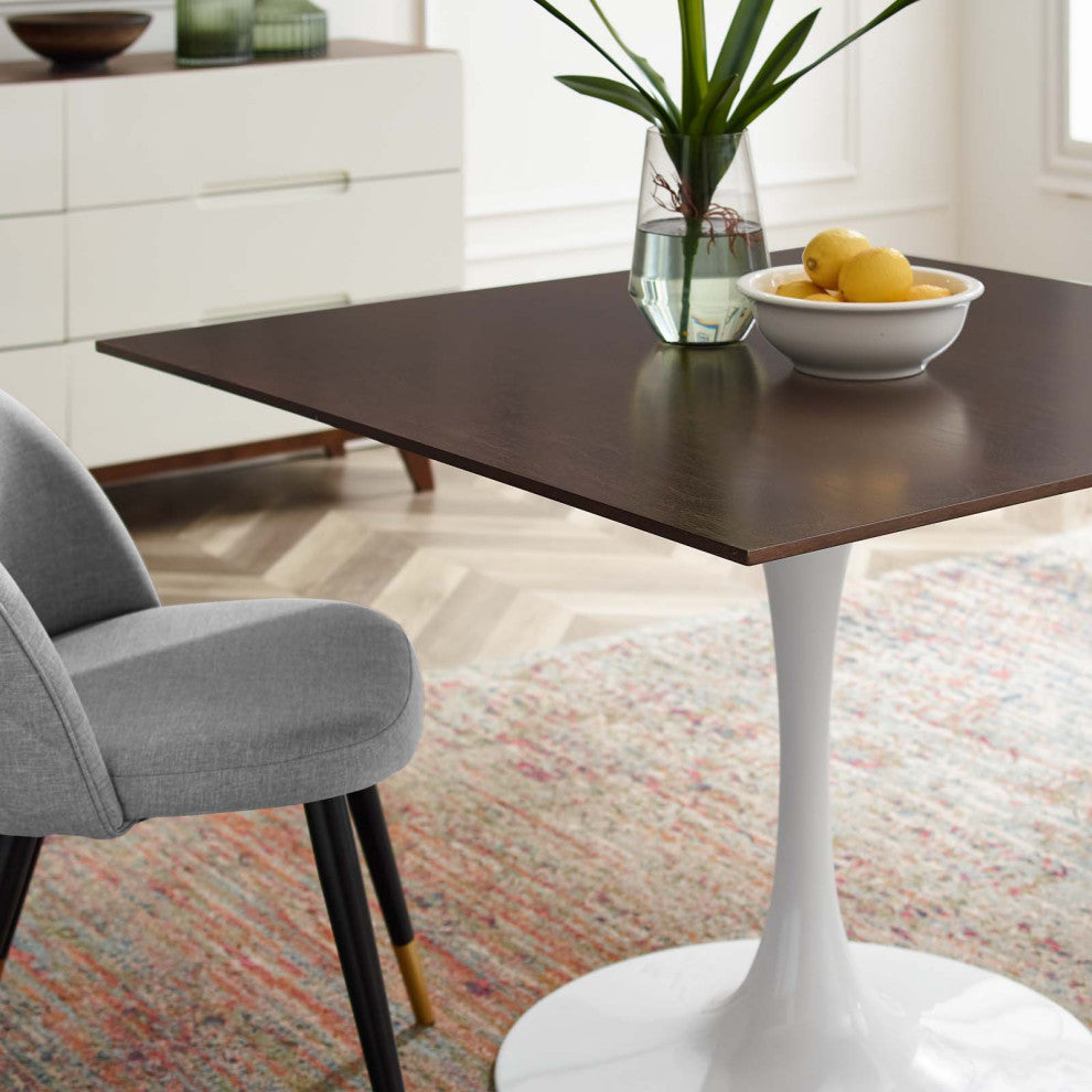 40" Dining Table, Square, White Walnut, Metal, Modern, Bistro Hospitality