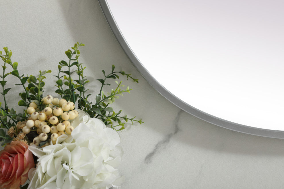 Metal Frame Oval Mirror 27X40 Inch, Silver