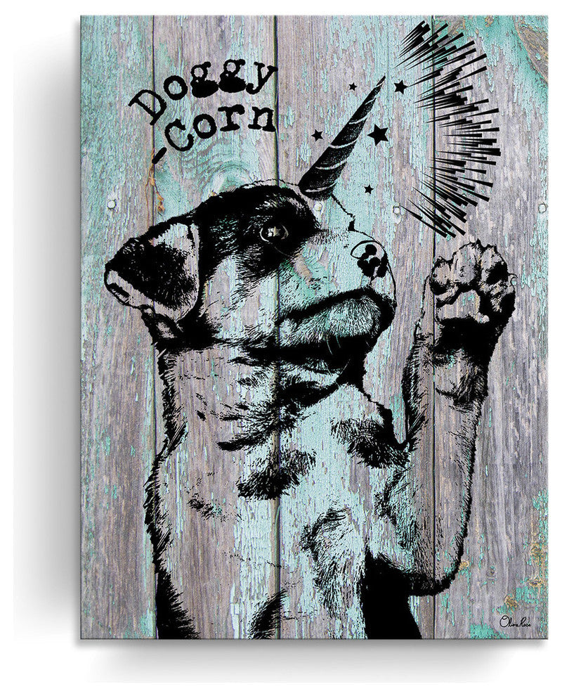 Ready2HangArt 'Doggy-Corn' Wrapped Canvas Animal Wall Art, 40"x30"