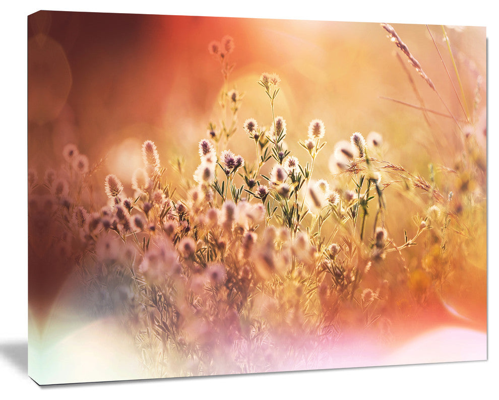 Wild Flowers on Light Background, Floral Canvas Art Print, 40"x30"