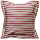 Pillow Decor - Nautical Stripes Pink Cotton Throw Pillow 16x16