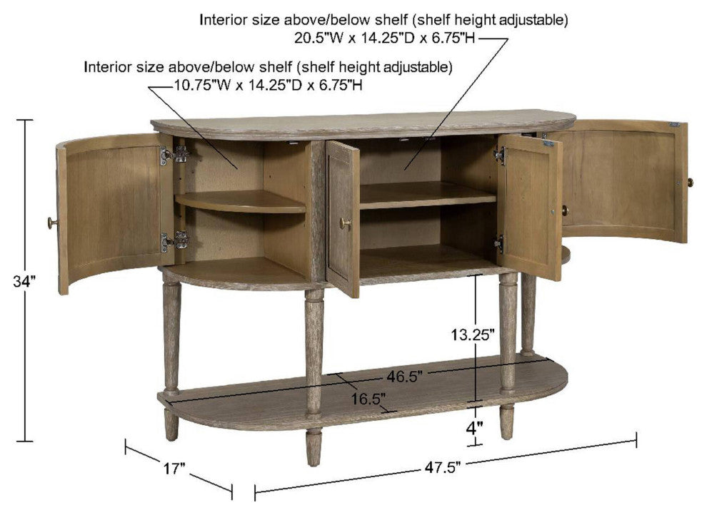 Martha Stewart Ayanna Accent Cabinet With Lower Shelf, Reclaimed Wheat