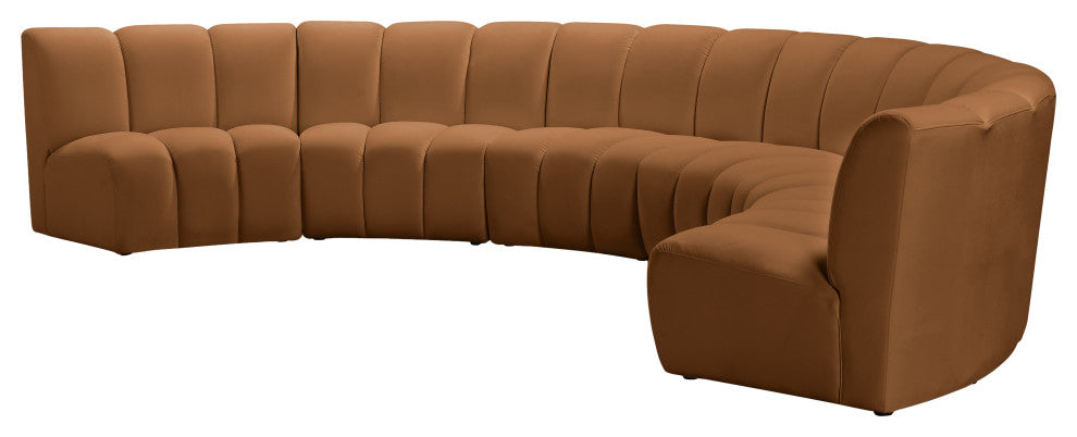 Infinity Channel Tufted Velvet Modular Chair, Saddle, 6 Piece