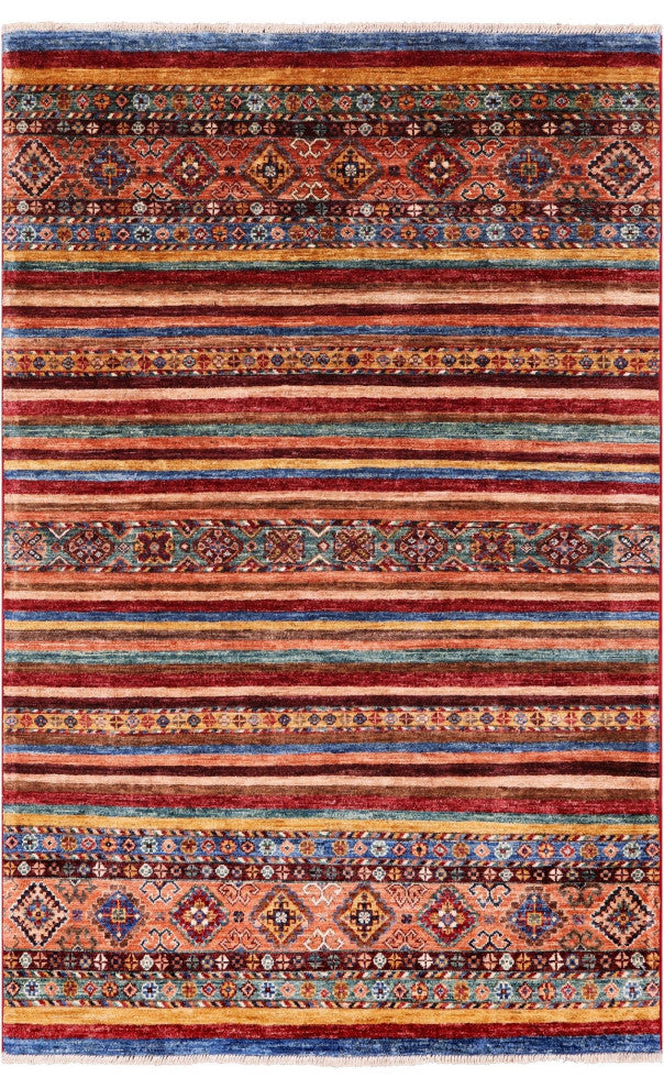 4' 1" X 6' 4" Super Kazak Khorjin Hand Knotted Rug Q5244