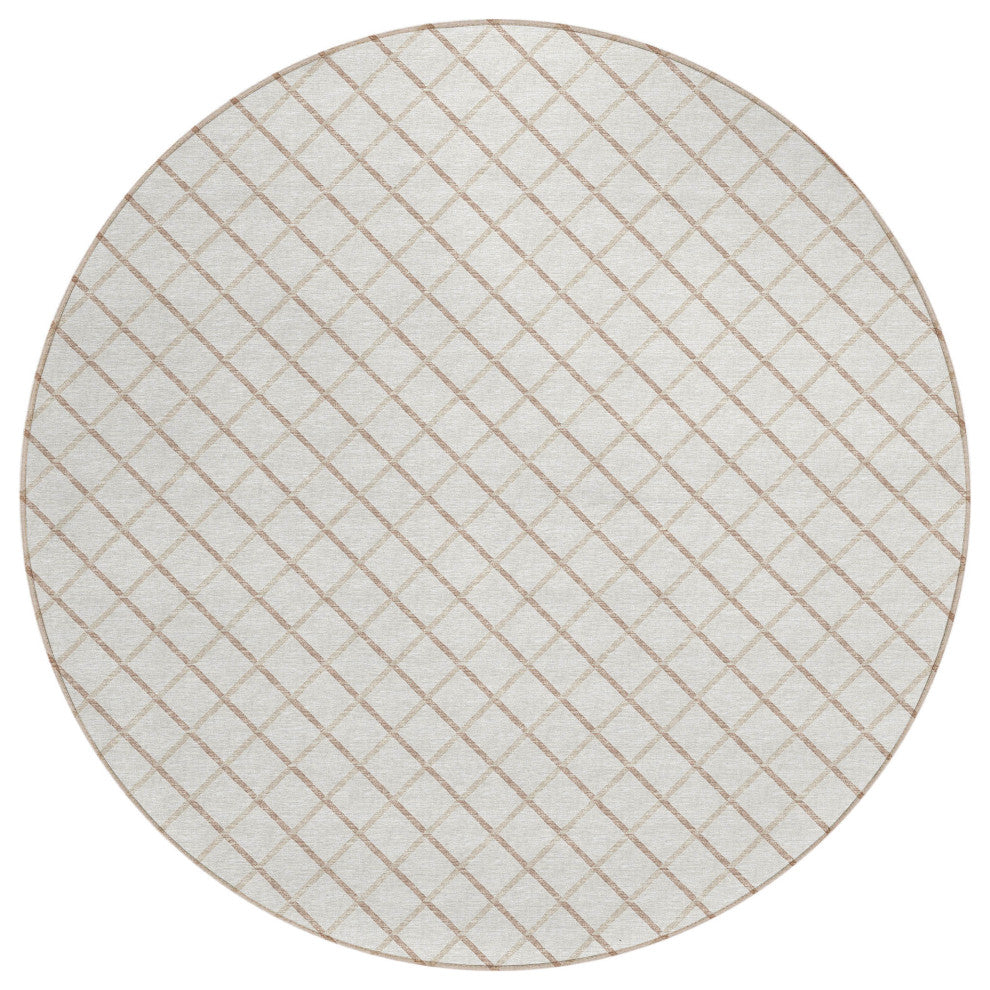 Indoor/Outdoor York YO1 Ivory Machine Washable 6' x 6' Rug