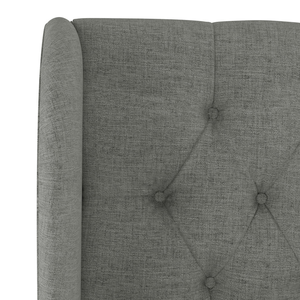 Bradwell Queen Tufted Curved Wingback Bed, Zuma Charcoal