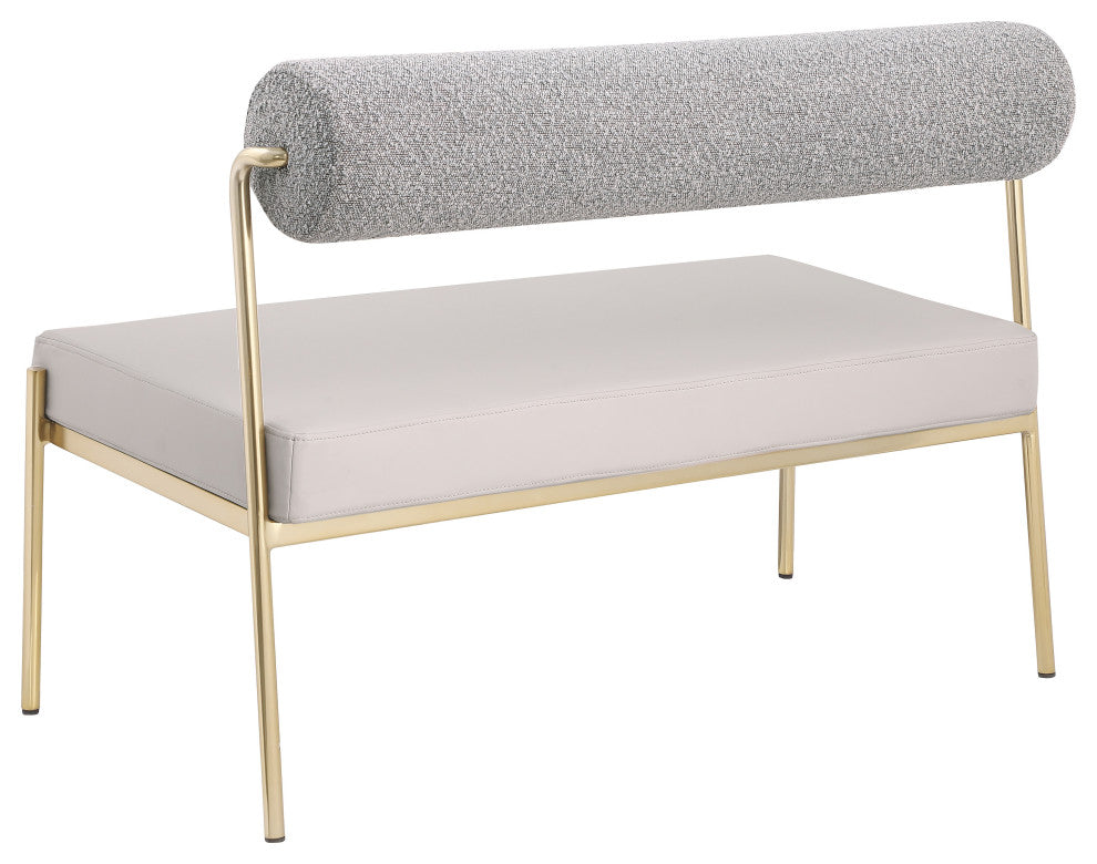 Carly Vegan Leather Upholstered Vegan Leather Bench, Taupe