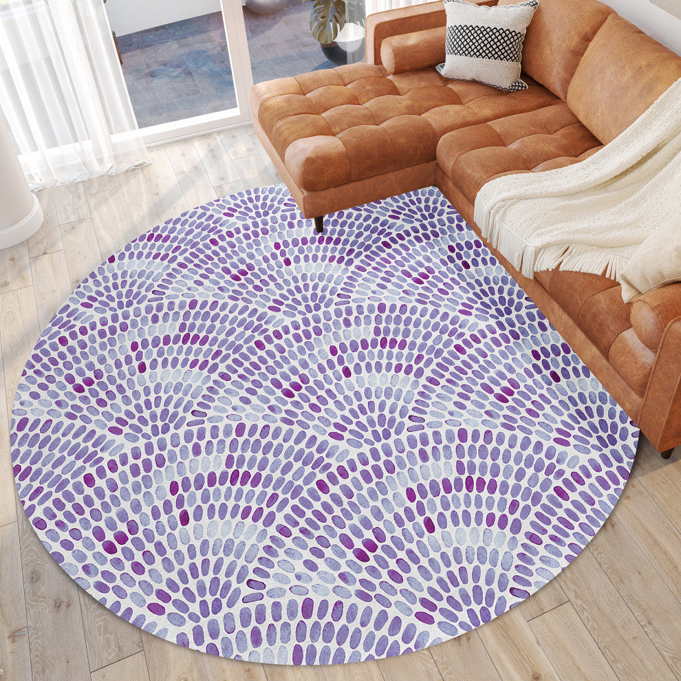 Indoor/Outdoor Seabreeze SZ7 Lavender Machine Washable 8' x 8' Round Rug
