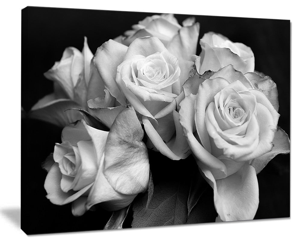 "Bunch of Roses Black and White" Canvas Print