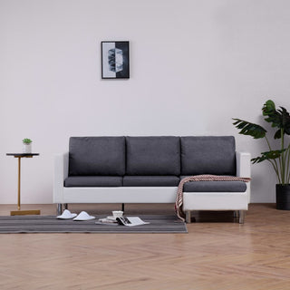 vidaXL Sofa Upholstered Sectional Sofa Couch with Cushions White Faux Leather