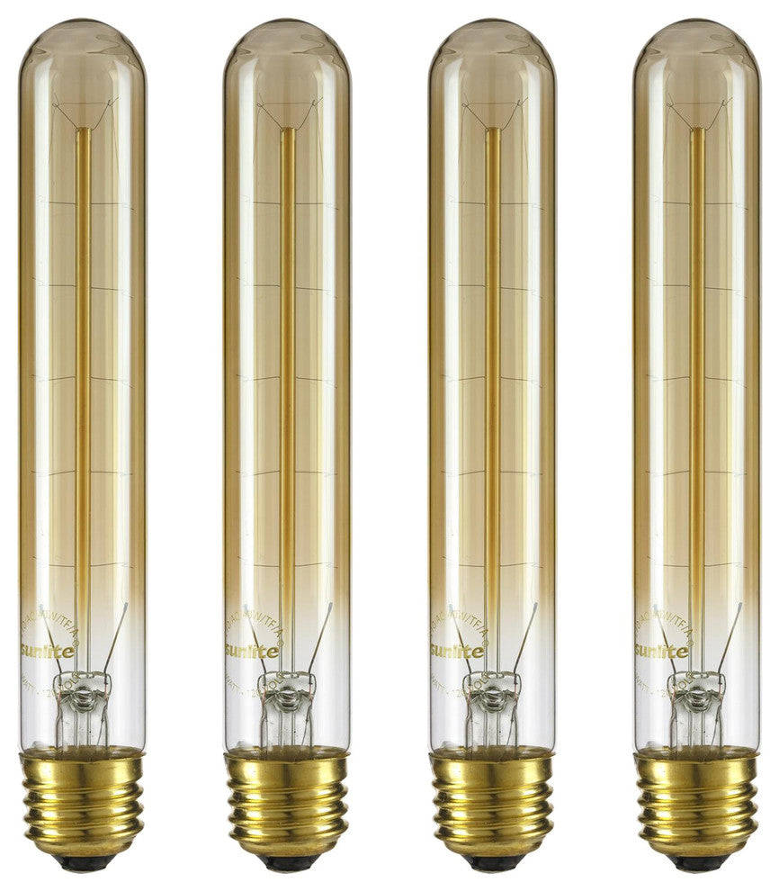 4 Pack Sunlite Smoke Filament Vintage Style Tubular Bulb, 40W, 120V, Medium Base