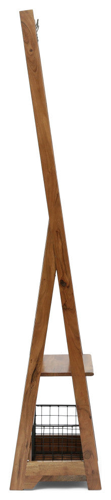 Motson Modern Industrial Handcrafted Acacia Wood Coat Rack with Bench Storage