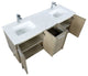 Lancy Modern 60" Rustic Acacia Double Sink Bathroom Vanity, Labaro Rose Gold Fau