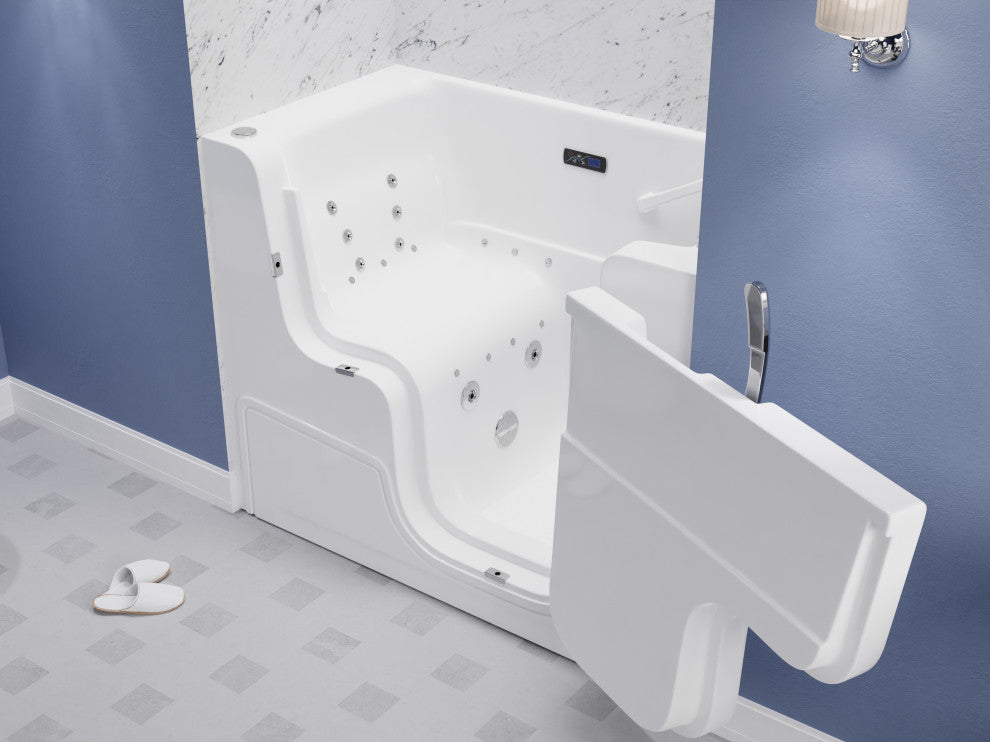 Left Drain Fully Loaded Walk-in Bathtub With Air and Water Jets, 2953 Right Drain Wheelchair