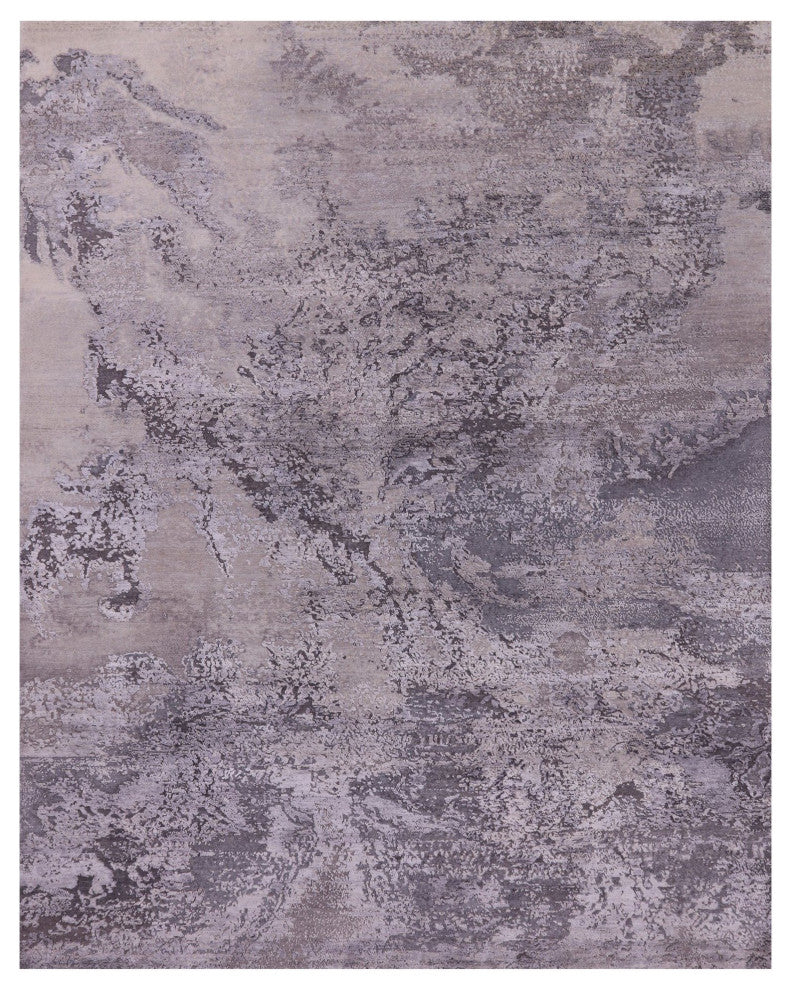 Wool and Silk Abstract Hand-Knotted Rug 7' 11" X 10' 1" Q9044
