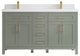 Cambridge 60" Double Bathroom Vanity in Evergreen 2" White Quartz
