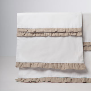 Peti Ruffle Linen Natural Sheet Set, Twin Set