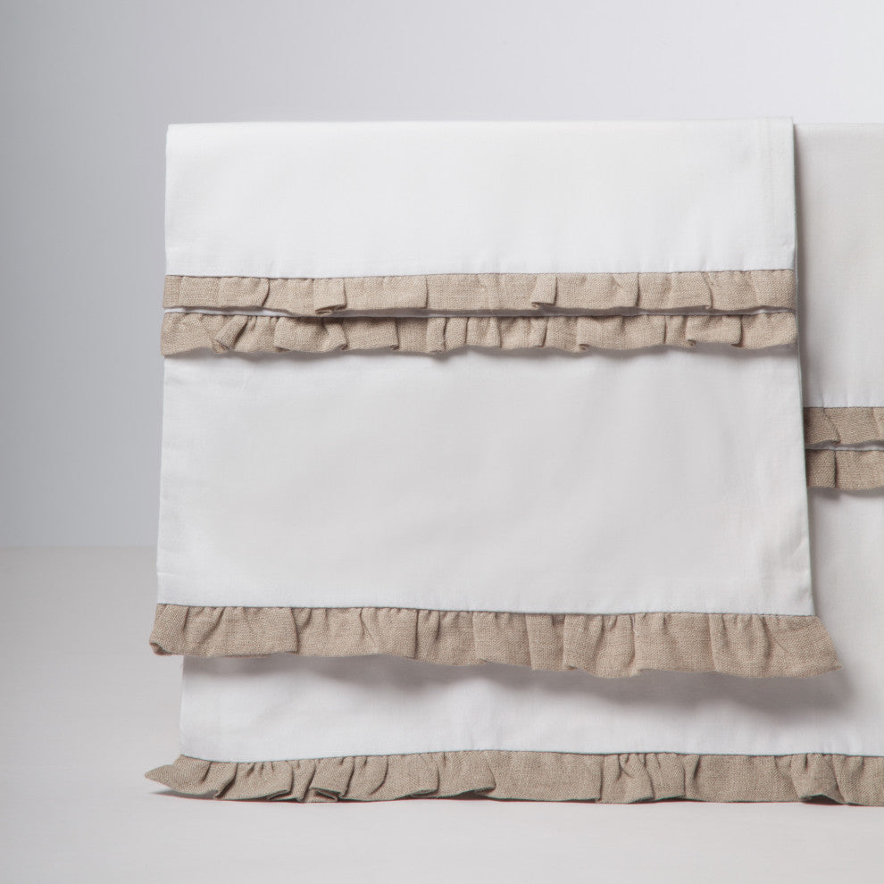 Peti Ruffle Linen Natural Sheet Set, Twin Set