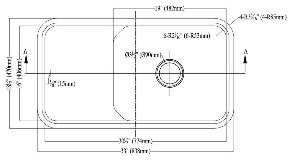 Dawn Undermount Single Bowl With Stepped Basin, 4 Basin