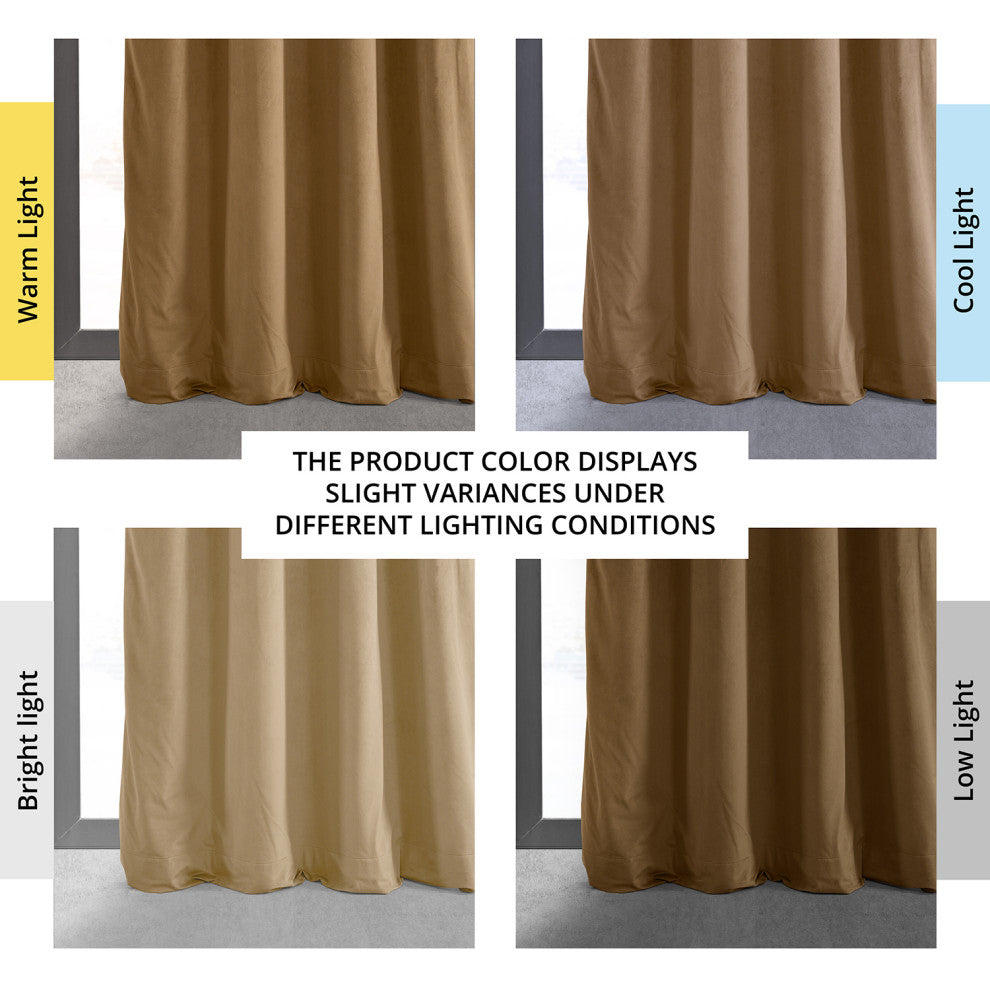 Grommet Blackout Velvet Curtain Single Panel, Amber Gold, 50"x120"