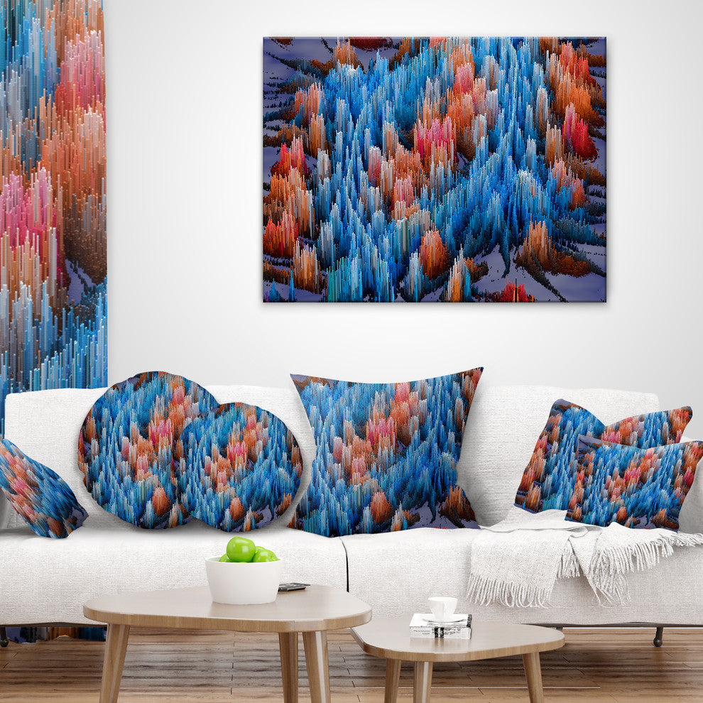 Macro Render Structure Blue Red Contemporary Throw Pillow, 18"x18"
