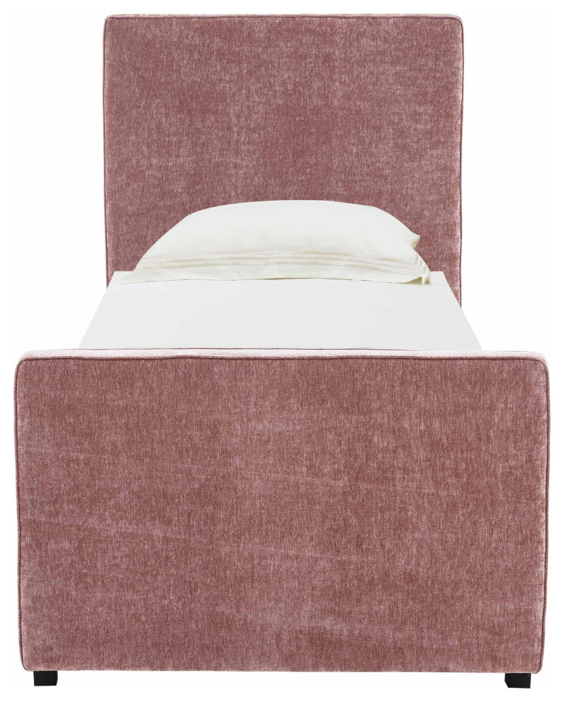 Delilah Blush Textured Velvet Trundle in Twin