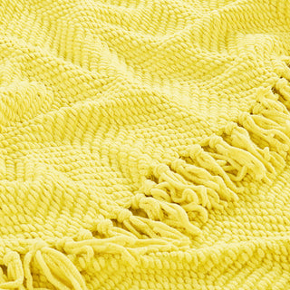 Tweed Knitted Throw Blanket, Sunshine Yellow, 60"x80"
