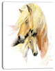 Horse Mom Baby Watercolor, Animal Canvas Art Print, 28"x60"